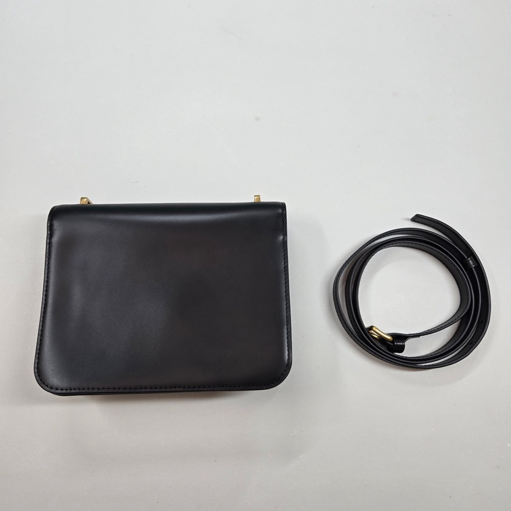 NWOT QUINCE Italian Leather Box Shoulder Bag Black 5683 - Picture 4 of 8